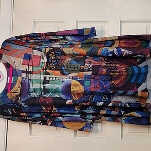 ET LOIS Knit Top/ Tunic Colorful Abstract Designs Size L